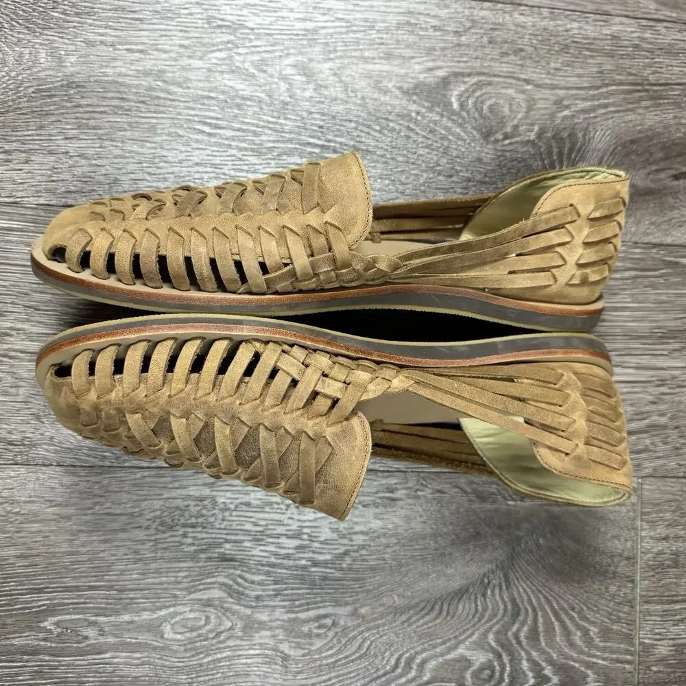 Nisolo Huarache Leather Sandals Resort Boho Woven Leather Brown Men 11.5